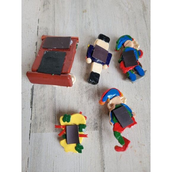 Vintage fireplace stalking dog elf Santa Claus Nutcracker magnet Xmas decor - Picture 9 of 9